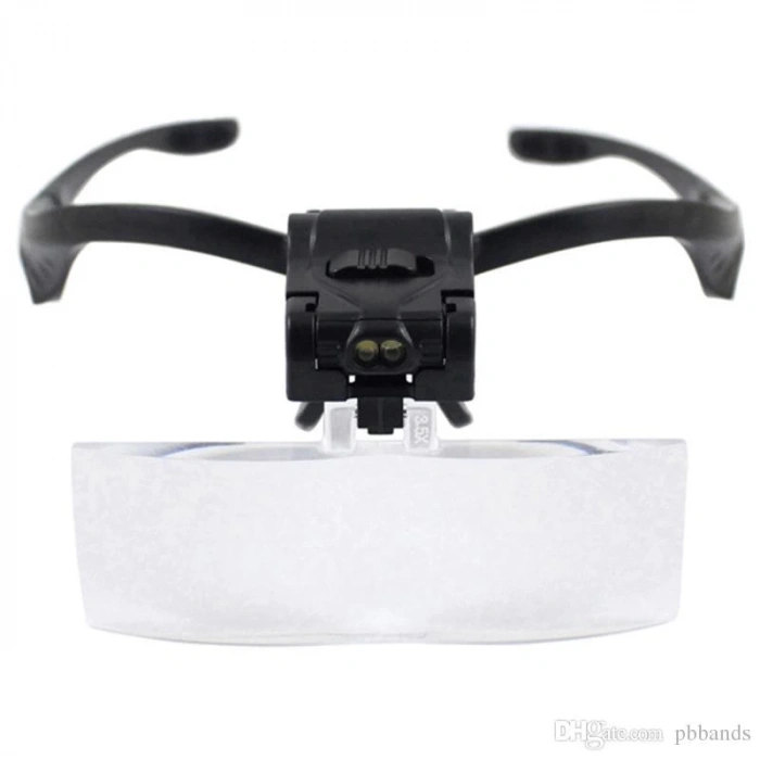 Işıklı Gözlük Büyüteç  5 Farklı Lens 9892b