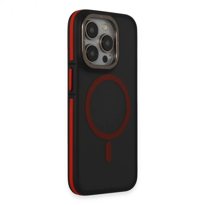 Joko İphone 14 Pro Max Kılıf Rocky Magsafe Kapak - Siyah-kırmızı