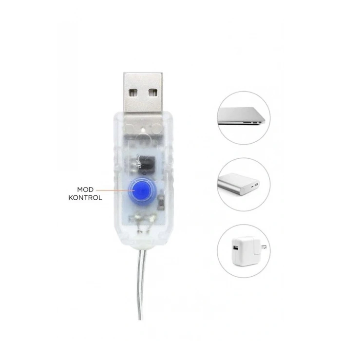 Lw-7 300 Ledli 10 Sarkıt Perde Led Işık, 8 Modlu Uzaktan Kumandalı, 3x3 Metre Peri Telli Led