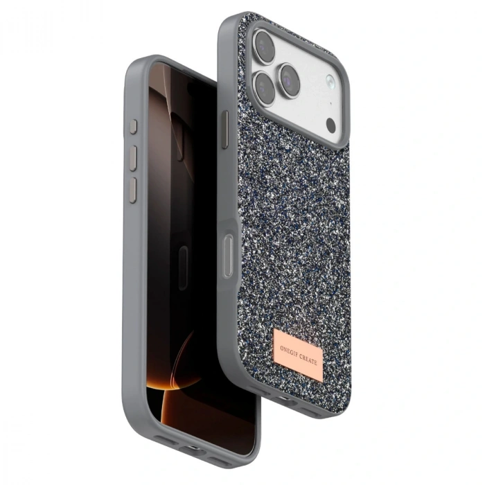 Onegif Apple İphone 17 Pro Max Bright Simli Kapak - Gümüş