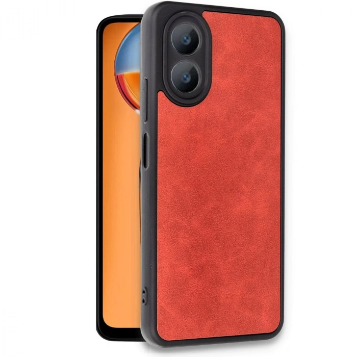 Oppo A38 Kılıf Aras Deri Kapak - Kırmızı