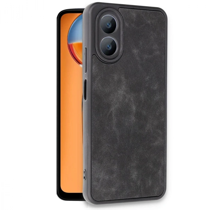 Oppo A38 Kılıf Aras Deri Kapak - Siyah