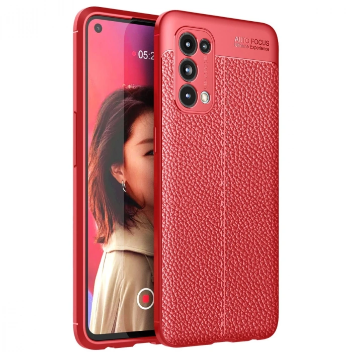 Oppo Reno 5 Kılıf Auto Focus Kapak - Kırmızı