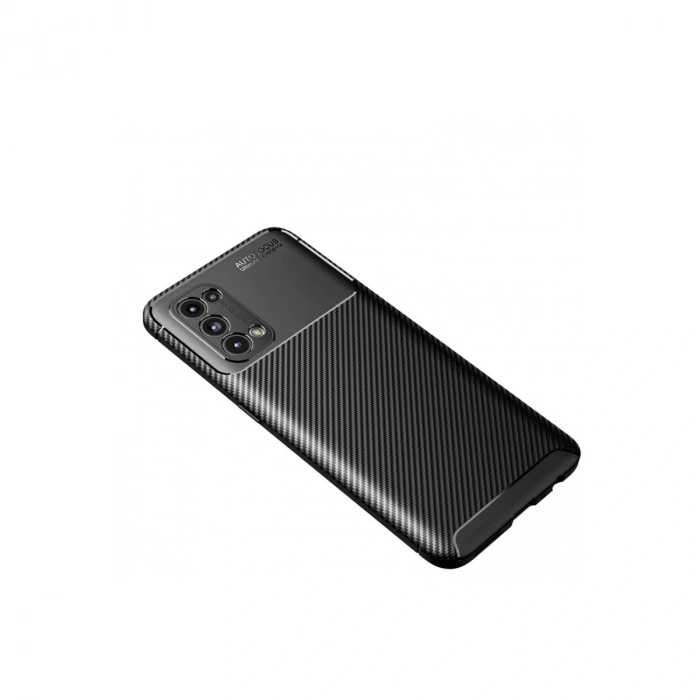 Oppo Reno 5 Kılıf Auto Focus Karbon Kapak - Siyah
