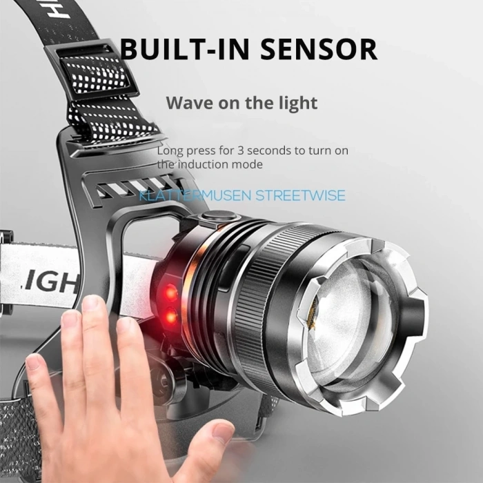 Ps-8002 Sensörlü Zoomlu Profesyonel Şarjlı Kafa Lambası