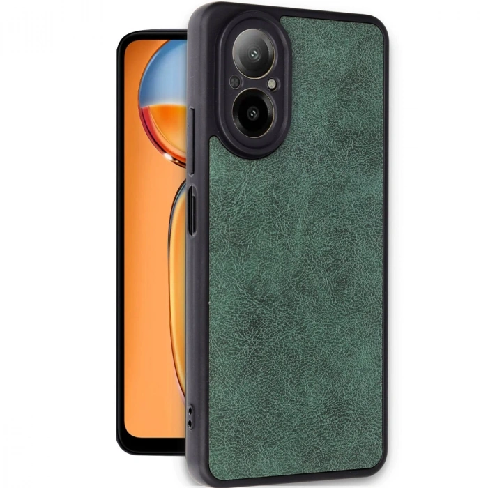 Realme 12 Lite Kılıf Aras Deri Kapak - Koyu Yeşil