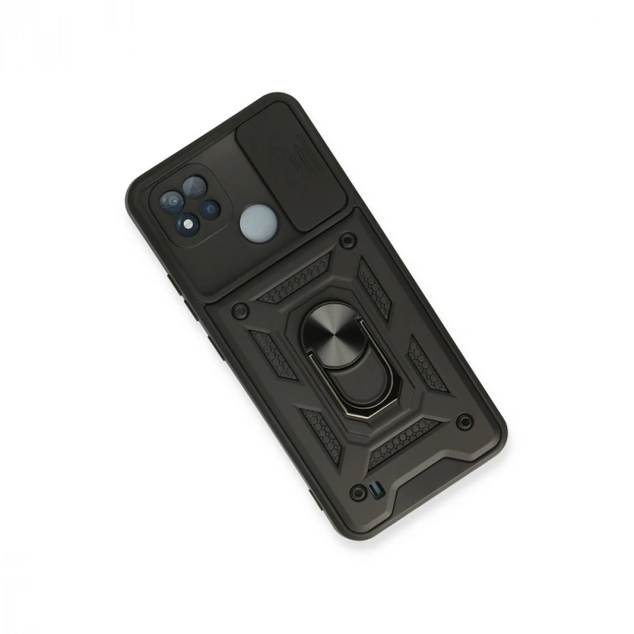 Realme C11 2021 Kılıf Pars Lens Yüzüklü Silikon - Siyah