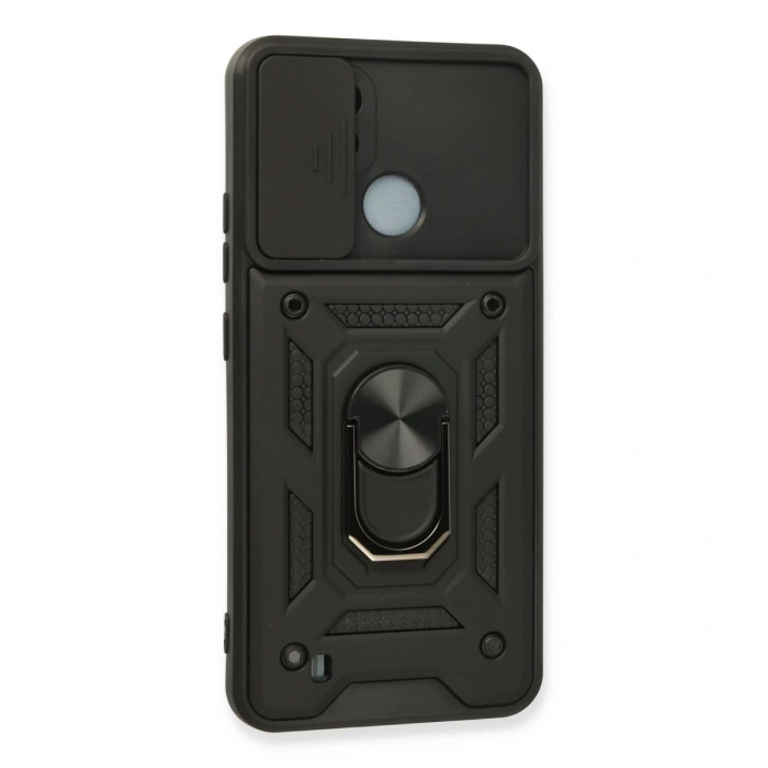 Realme C11 2021 Kılıf Pars Lens Yüzüklü Silikon - Siyah