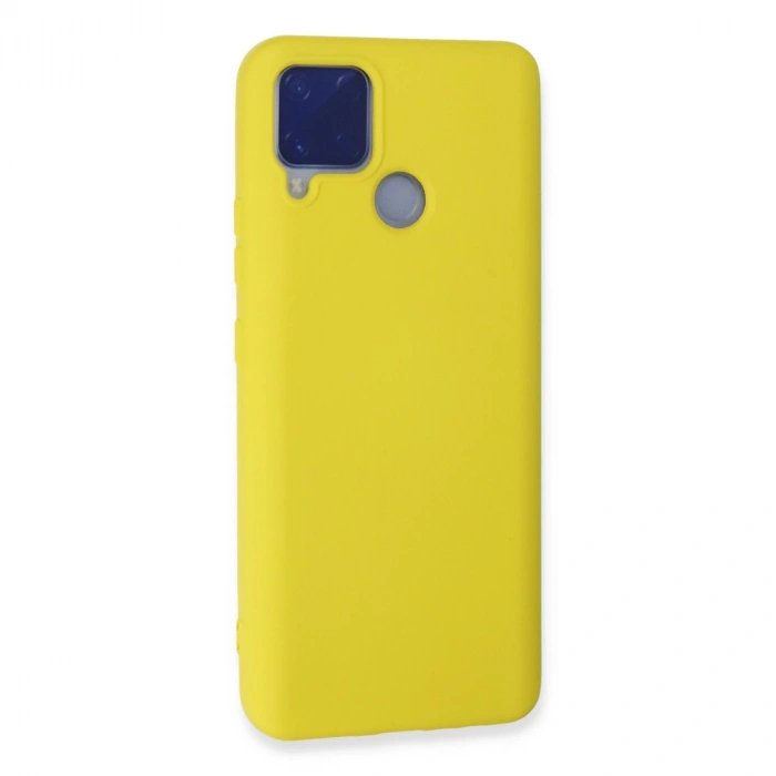 Realme C15 Kılıf Nano İçi Kadife Silikon - Sarı