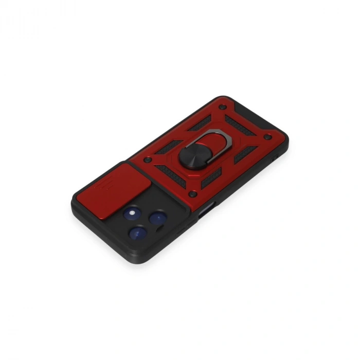 Realme C53 Kılıf Pars Lens Yüzüklü Silikon - Kırmızı