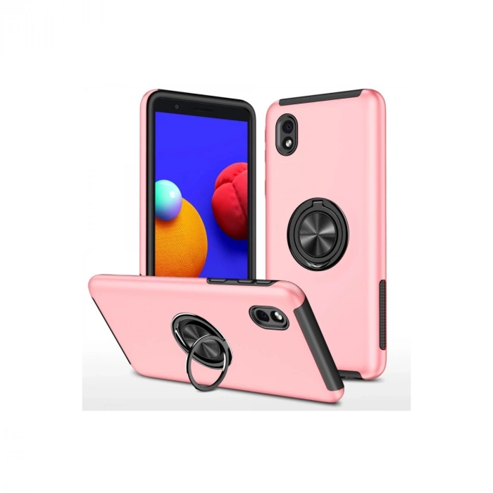 Samsung Galaxy A01 Core Kılıf Elit Yüzüklü Kapak - Pembe