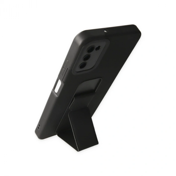 Samsung Galaxy A03s Kılıf Mega Standlı Silikon - Siyah