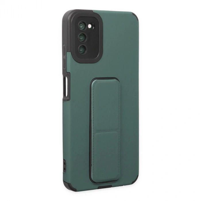Samsung Galaxy A03s Kılıf Mega Standlı Silikon - Yeşil