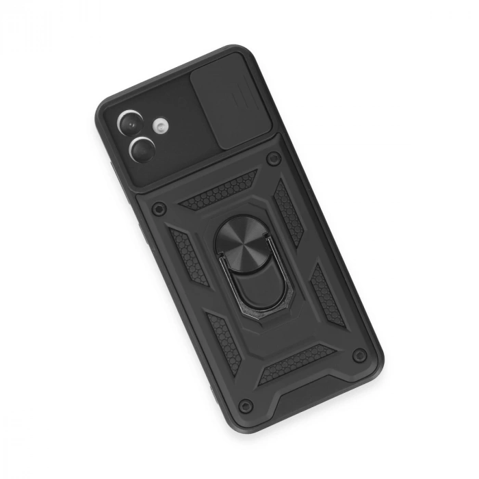 Samsung Galaxy A04e Kılıf Pars Lens Yüzüklü Silikon - Siyah