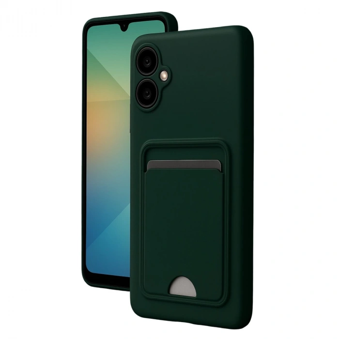 Samsung Galaxy A06 Kılıf Kelvin Kartvizitli Silikon - Koyu Yeşil