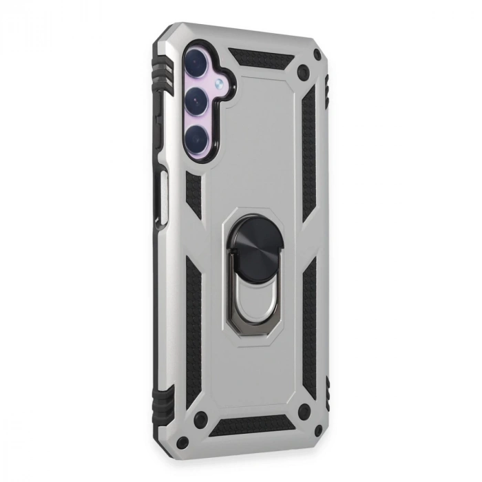 Samsung Galaxy A14 4g Kılıf Sofya Yüzüklü Silikon Kapak - Gümüş