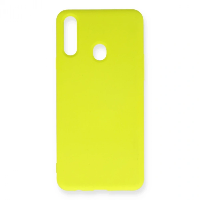 Samsung Galaxy A20s Kılıf Nano İçi Kadife Silikon - Sarı