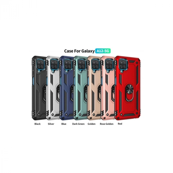 Samsung Galaxy A22 Kılıf Sofya Yüzüklü Silikon Kapak - Gümüş