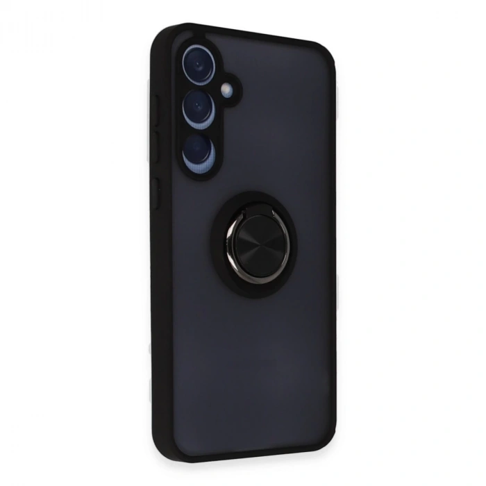 Samsung Galaxy A35 5g Kılıf Montreal Yüzüklü Silikon Kapak - Siyah