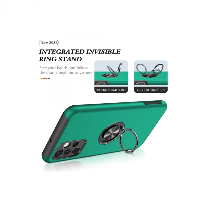 Samsung Galaxy A72 Kılıf Elit Yüzüklü Kapak - Yeşil