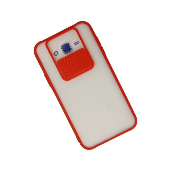Samsung Galaxy J7 Kılıf Palm Buzlu Kamera Sürgülü Silikon - Kırmızı