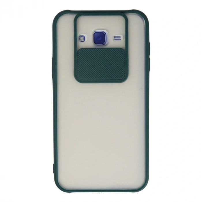 Samsung Galaxy J7 Kılıf Palm Buzlu Kamera Sürgülü Silikon - Yeşil