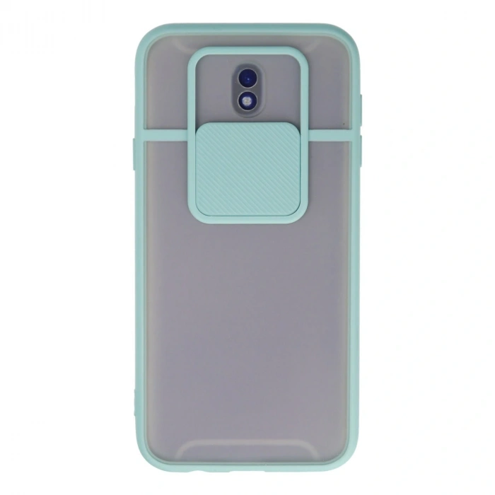 Samsung Galaxy J7 Pro / J730 Kılıf Palm Buzlu Kamera Sürgülü Silikon - Turkuaz