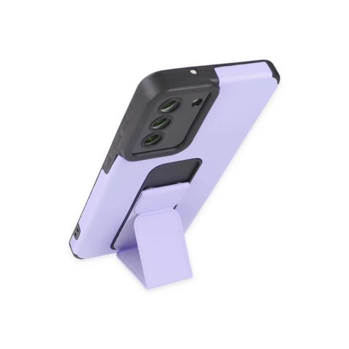 Samsung Galaxy S21 Fe Kılıf Mega Standlı Silikon - Lila