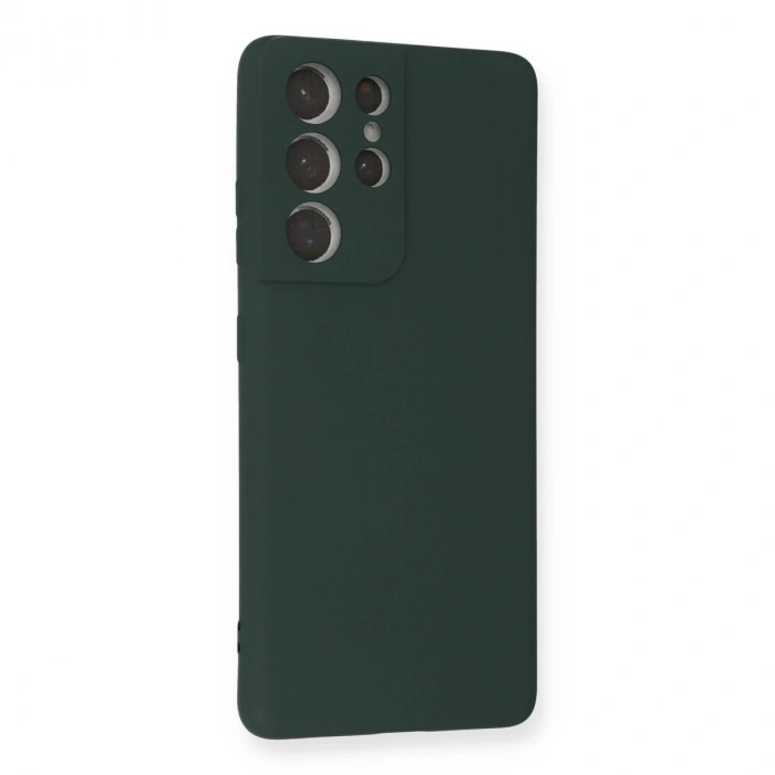 Samsung Galaxy S21 Ultra Kılıf Nano İçi Kadife Silikon - Koyu Yeşil