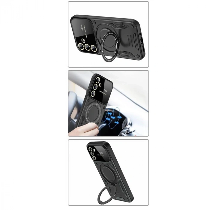 Samsung Galaxy S24 Fe Kılıf Joy Lens Standlı Kapak - Mor