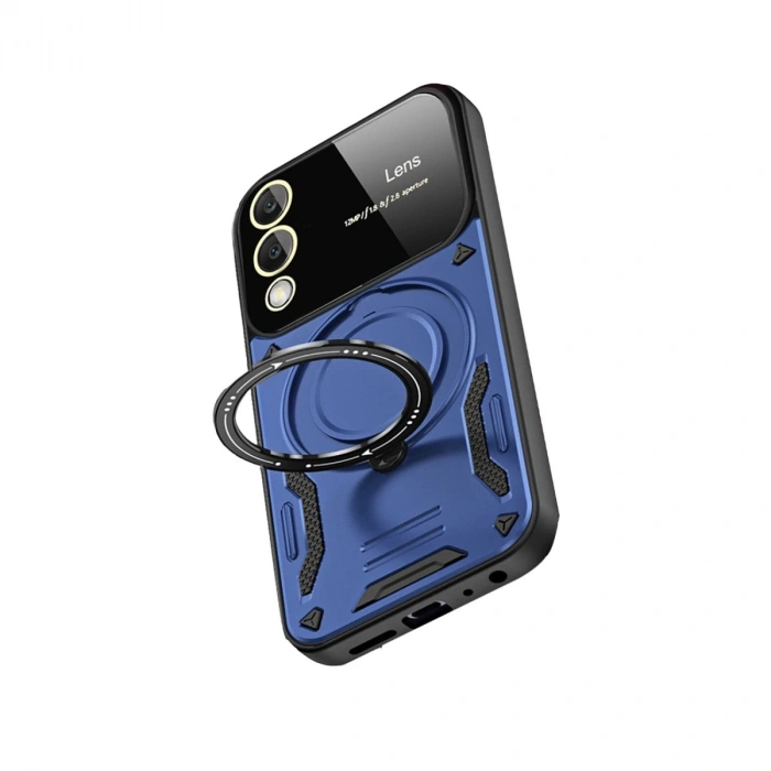 Samsung Galaxy S25 Edge Kılıf Joy Lens Standlı Kapak - Lacivert