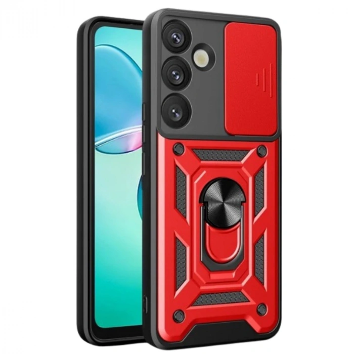 Samsung Galaxy S26 Plus Pars Lens Yüzüklü Silikon - Kırmızı