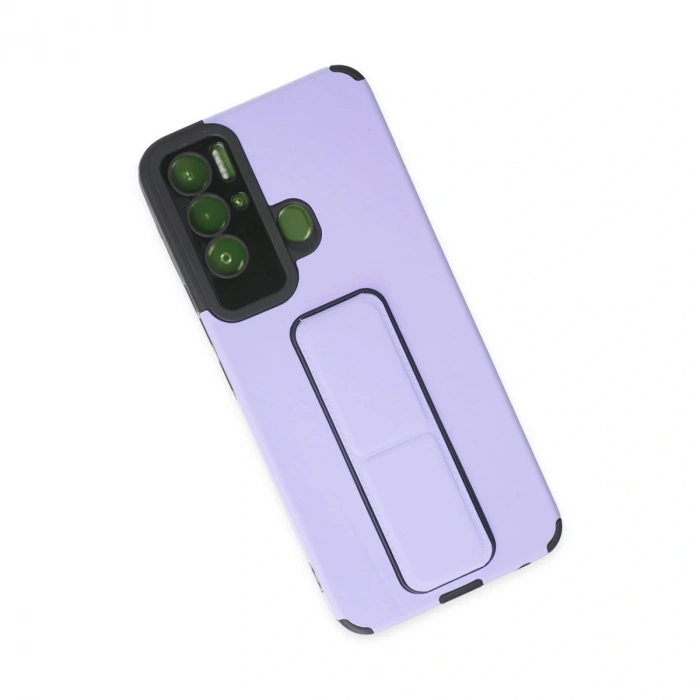 Tecno Pova Neo Kılıf Mega Standlı Silikon - Lila