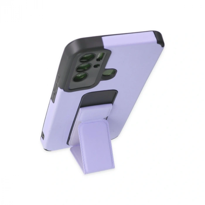 Tecno Pova Neo Kılıf Mega Standlı Silikon - Lila