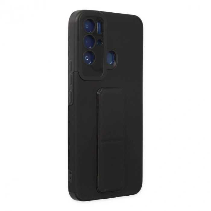 Tecno Pova Neo Kılıf Mega Standlı Silikon - Siyah