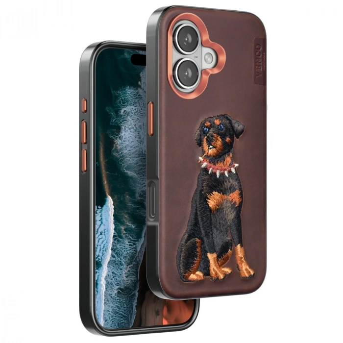 Venco İphone 16 Perma Desenli Kapak - Koyu Kahve