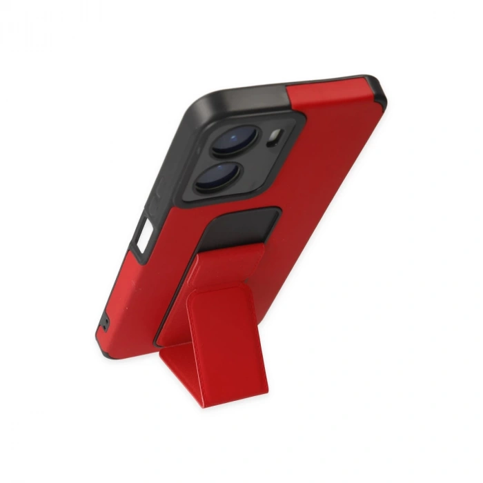 Vivo Y16 Kılıf Mega Standlı Silikon - Kırmızı