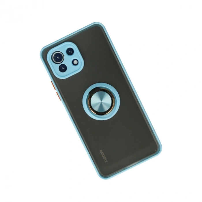 Xiaomi Mi 11 Lite Kılıf Montreal Yüzüklü Silikon Kapak - Buz Mavi
