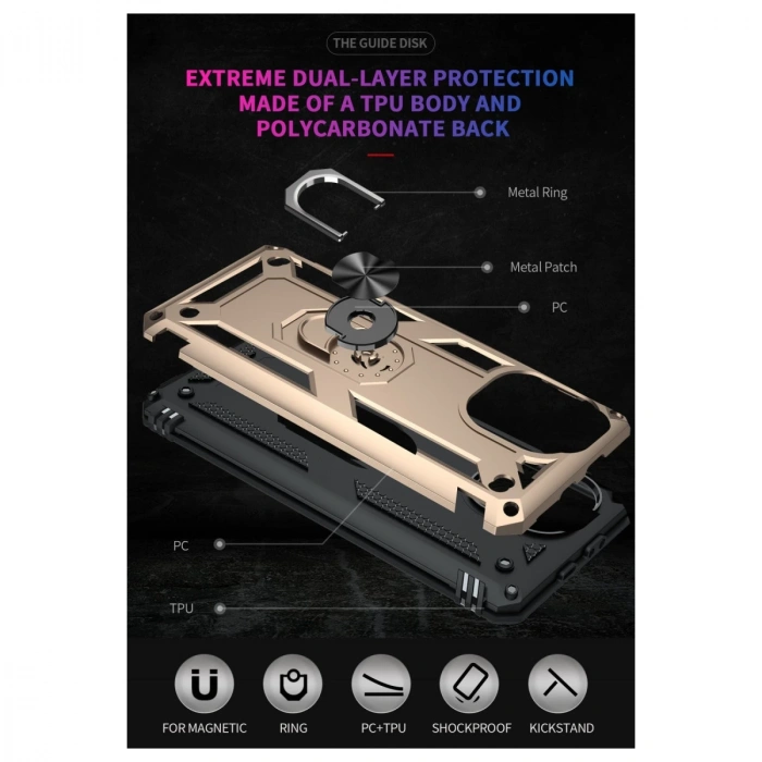 Xiaomi Mi 11 Lite Kılıf Sofya Yüzüklü Silikon Kapak - Gold