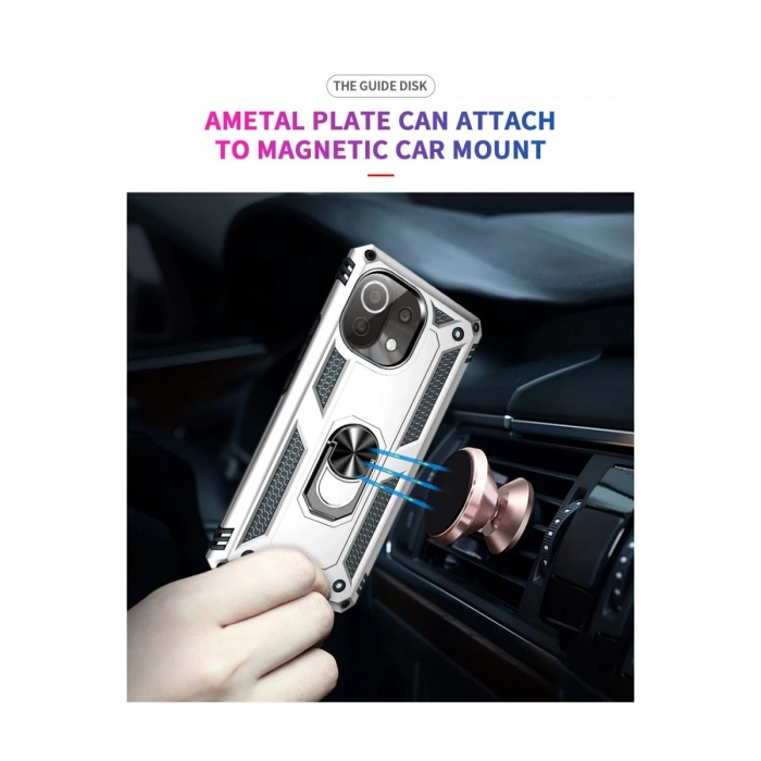 Xiaomi Mi 11 Lite Kılıf Sofya Yüzüklü Silikon Kapak - Gümüş