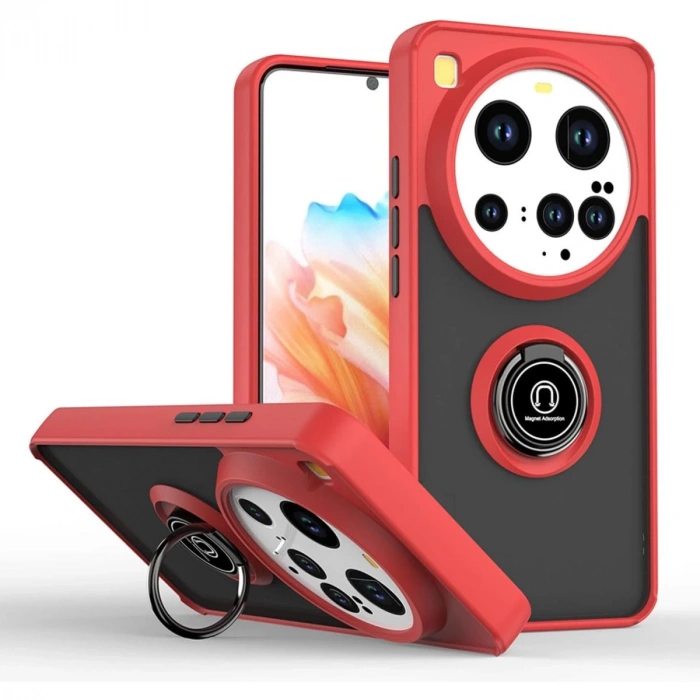 Xiaomi Mi 15 Ultra Kılıf Montreal Yüzüklü Silikon Kapak - Kırmızı