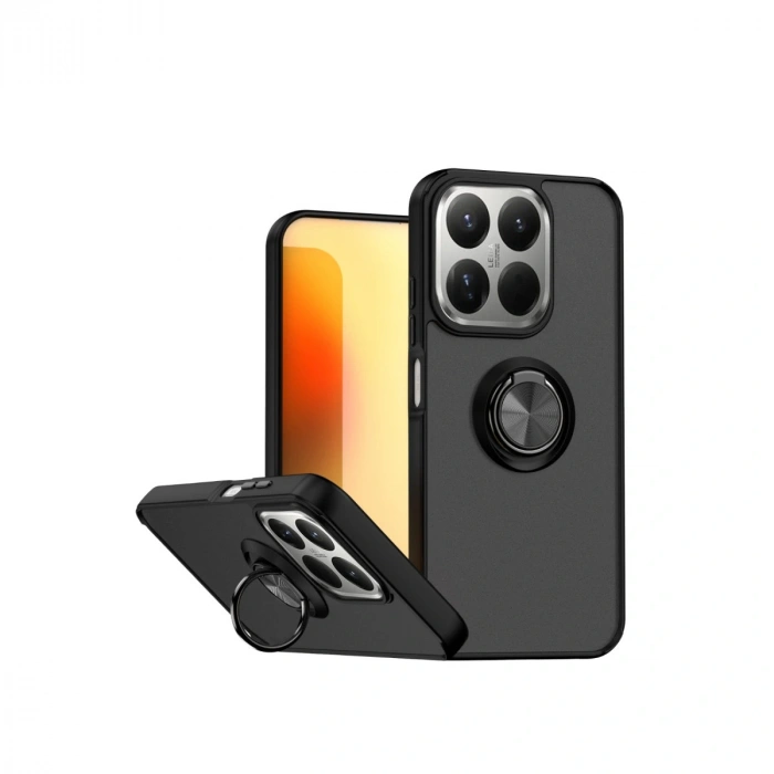 Xiaomi Mi 15t Montreal Yüzüklü Silikon Kapak - Siyah