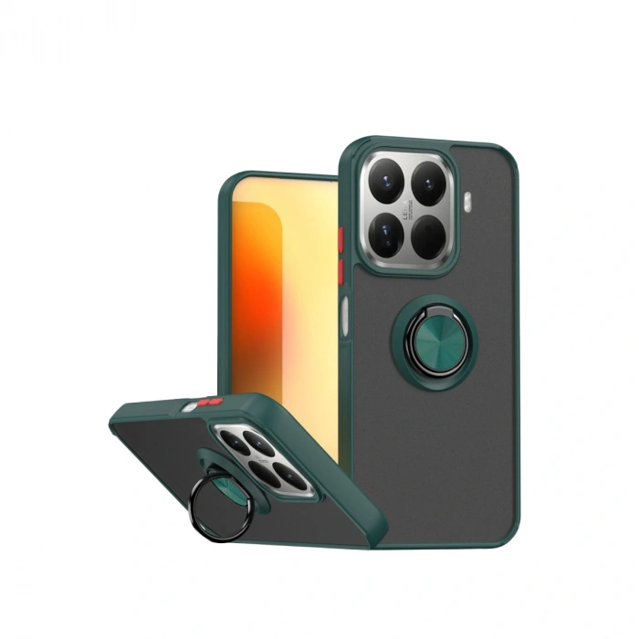 Xiaomi Mi 15t Pro Montreal Yüzüklü Silikon Kapak - Yeşil