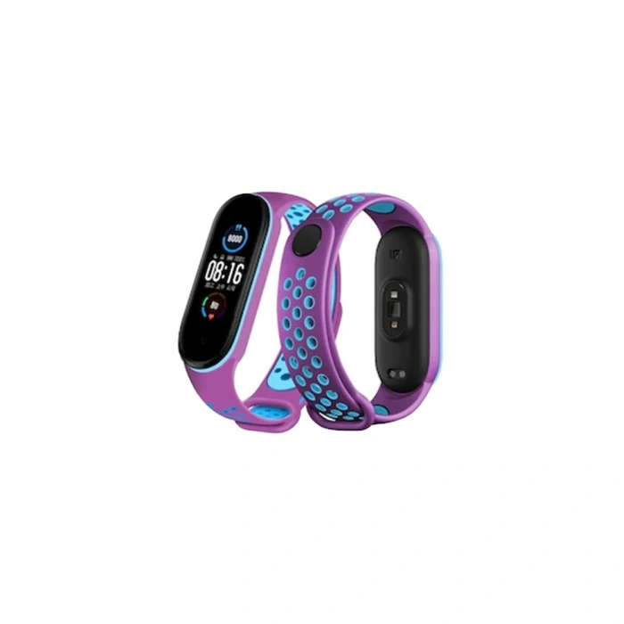Xiaomi Mi Band 6 Spor Delikli Kordon - Mor-mavi