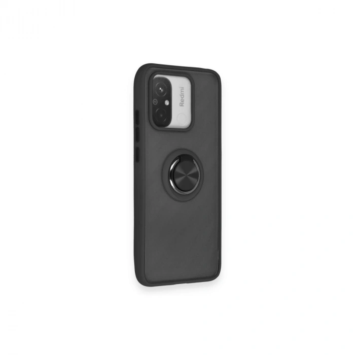 Xiaomi Redmi 12c Kılıf Montreal Yüzüklü Silikon Kapak - Siyah