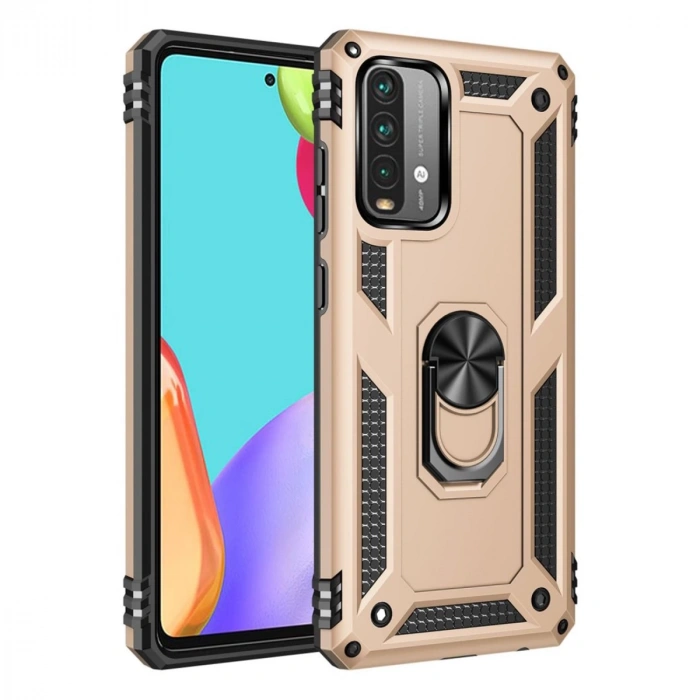 Xiaomi Redmi 9t Kılıf Sofya Yüzüklü Silikon Kapak - Gold