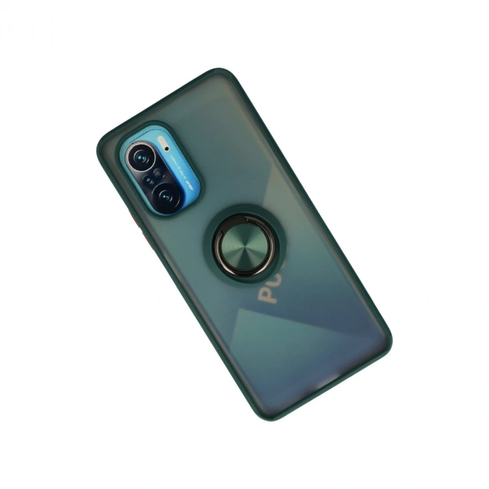 Xiaomi Redmi K40 Kılıf Montreal Yüzüklü Silikon Kapak - Yeşil