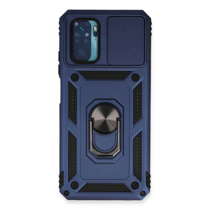 Xiaomi Redmi Note 10 Kılıf Pars Lens Yüzüklü Silikon - Lacivert