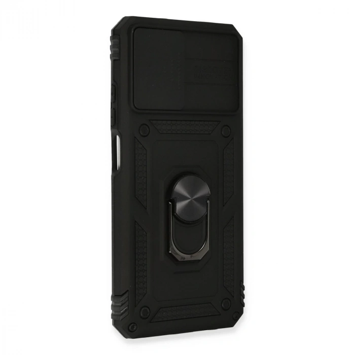 Xiaomi Redmi Note 10 Kılıf Pars Lens Yüzüklü Silikon - Siyah