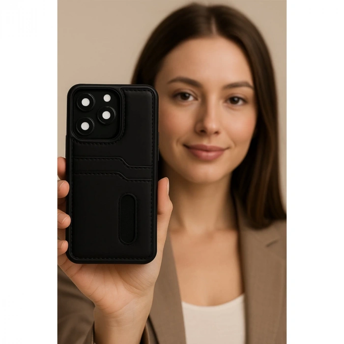 Xiaomi Redmi Note 14 4g Kılıf Sara Kartvizitli Deri Kılıf - Taba